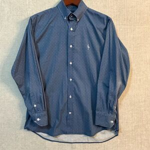 TailorByrd Shirt Mens Large Blue Geometric Print Long Sleeve Button Front Cotton
